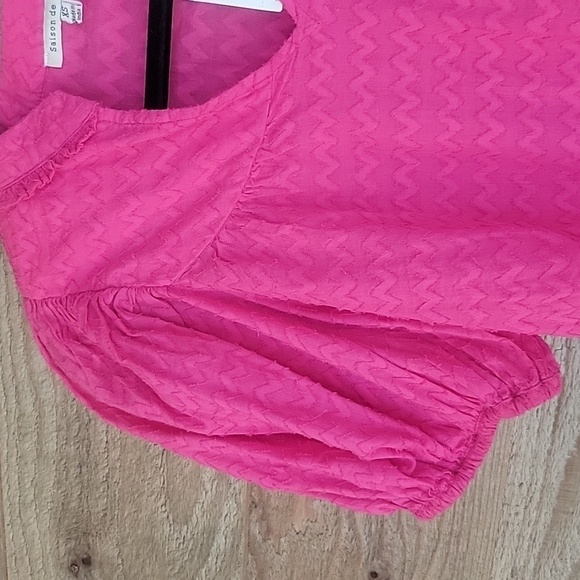 NWT Anthropologie Saison de la Fleur Hot Pink Puffed Sleeve Top Size XSmall - Picture 2 of 6